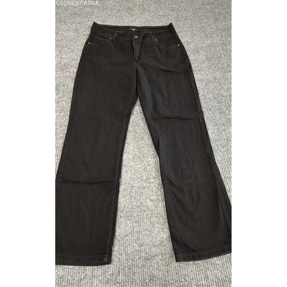 Riders Lee Dark Jeans Womens Black High Rise Straight Stretch Denim - Size 16P